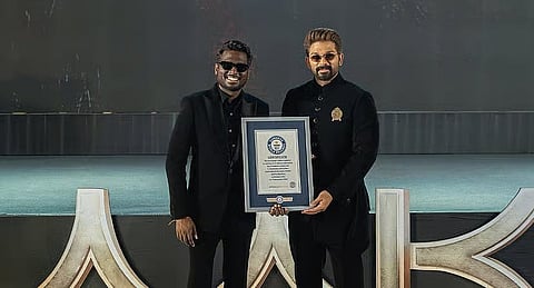 Director Atlee and actor Allu Arjun with Guinness record certificate