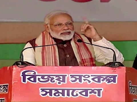 প্ৰধানমন্ত্ৰী নৰেন্দ্ৰ মোডীয়ে নিৰ্বাচনী ৰণডঙ্কা বজালে শিলচৰত