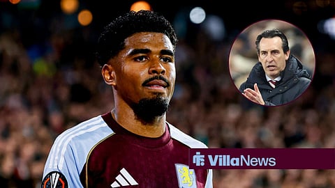 Ian Maatsen during a Europa League match in the 2025-26 season, alongside Aston Villa head coach, Unai Emery.