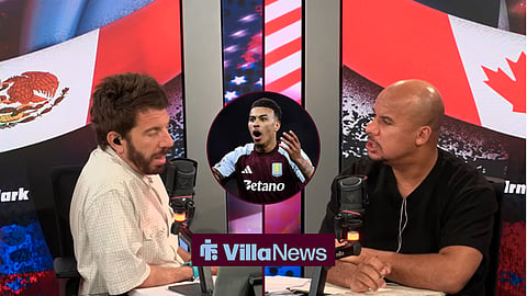Andy Goldstein and Gabby Agbonlahor speaking on talkSPORT, and a circular inset of Morgan Rogers