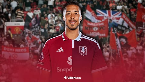 Youri Tielemans in an Aston Villa and Manchester United kit