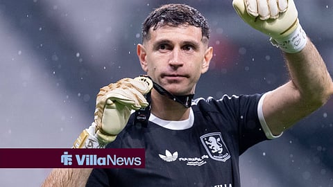 Emiliano Martinez of Aston Villa F.C. celebrates with his medal after winning the UEFA Europa League Final 2026 match between SC Freiburg and Aston Villa 