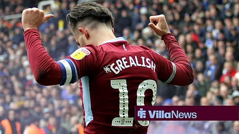 Jack Grealish celebrating for Aston Villa against Birmingham City