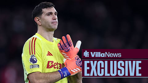 Emi Martinez looking annoyed for Aston Villa