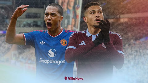 Youri Tielemans celebrating for Manchester United and Joao Gomes clapping for Aston Villa