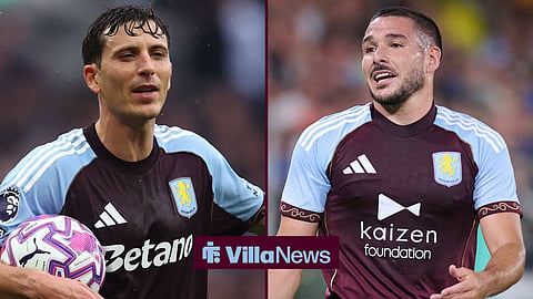 Pau Torres playing for Aston Villa and Emi Buendia playing for Aston Villa