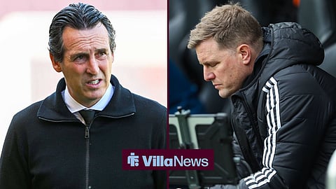 Aston Villa manager Unai Emery and former Newcastle United boss Eddie Howe