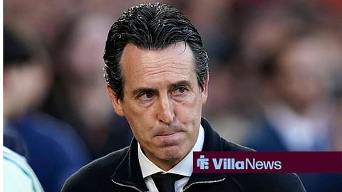 Unai Emery looking concerned at Aston Villa