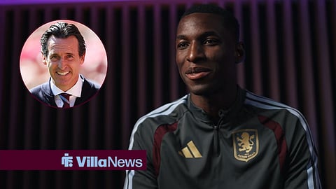 Nicolas Jackson speaking in an Aston Villa interview and Unai Emery managing Aston Villa