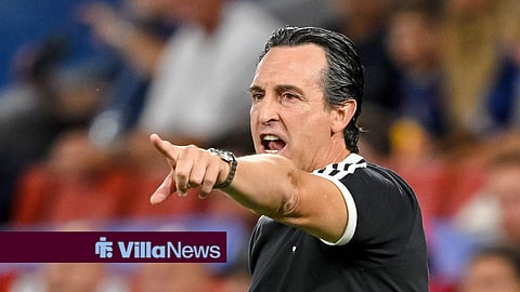 Unai Emery giving instruction while managing Aston Villa from the sidelines