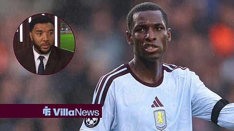 Nicolas Jackson playing for Aston Villa and Troy Deeney speaking on CBS Sports Golazo