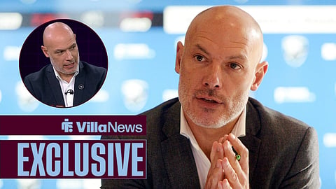 Howard Webb looking left with his hands together, with another image of him in circular inset