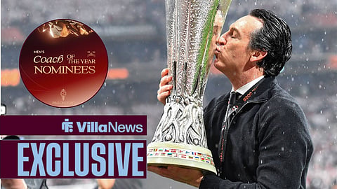 Unai Emery celebrating with the Europa League and Ballon d'Or nominees announcement