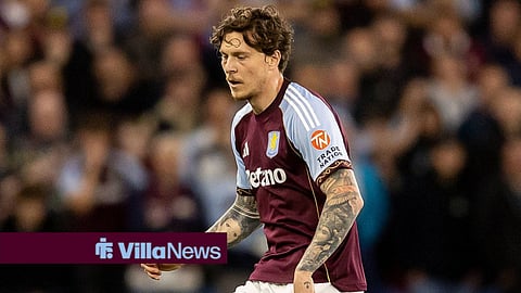 Victor Lindelof playing for Aston Villa