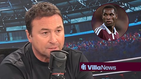 talkSPORT presenter Jason Cundy and Aston Villa striker Nicolas Jackson in a circular inset