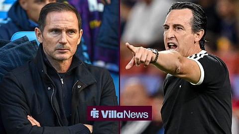 Frank Lampard looking annoyed at Coventry City towards Unai Emery managing Aston Villa
