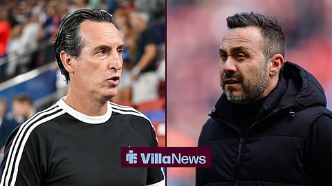 Unai Emery on the left and Roberto De Zerbi on the right in a split image