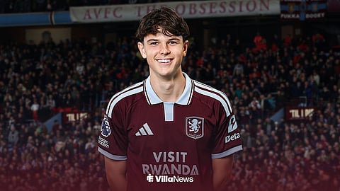 Callum Mills in an Aston Villa shirt ahead of Villa Park