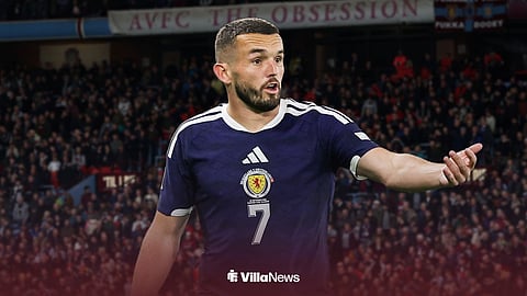 Aston Villa midfielder John McGinn playing for Scotland