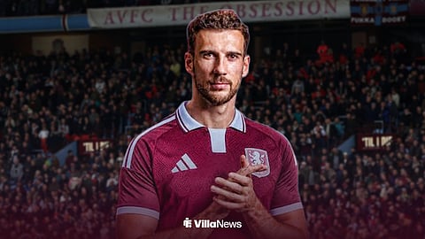 Leon Goretzka in an Aston Villa shirt at Villa Park