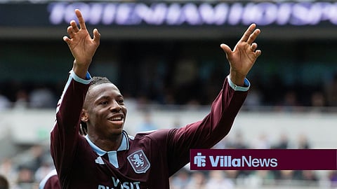 Johan Manzambi celebrating a goal for Aston Villa