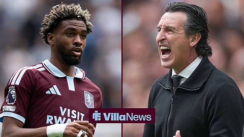 Aston Villa's Ibrahim Mbaye with Aston Villa manager Unai Emery