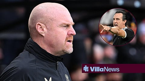 Sean Dyche looking baffled towards Unai Emery managing Aston Villa