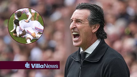 Unai Emery looking annoyed towards Crystal Palace celebrating