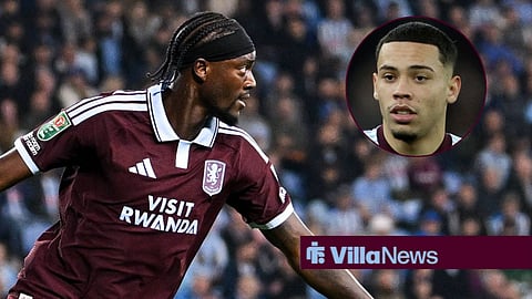 Aston Villa duo Tammy Abraham and Alysson Edward in a circular inset