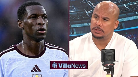 Nicolas Jackson in action for Aston Villa and talkSPORT presenter Gabby Agbonlahor