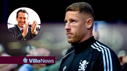 Unai Emery smiling and applauding in circular inset with Ross Barkley looking upwards