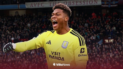 Zion Suzuki in an Aston Villa shirt ahead of Villa Park