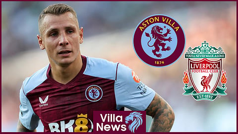 Lucas Digne had a tough first half for Aston Villa against Liverpool