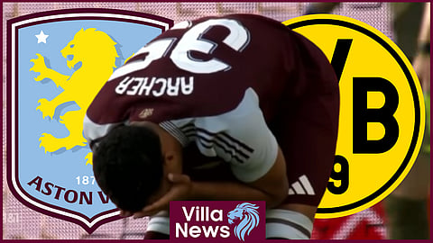 Cameron Archer missed a huge chance for Aston Villa v Dortmund [Credit: Borussia Dortmund on YouTube]