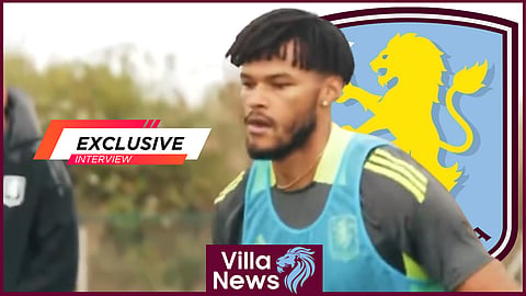 Aston Villa defender Tyrone Mings is back in training [credit: @avfcofficial on X]