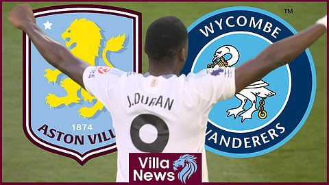 Jhon Duran has missed multiple chances for Aston Villa v Wycombe Wanderers [credit: Aston Villa Football Club on YouTube]