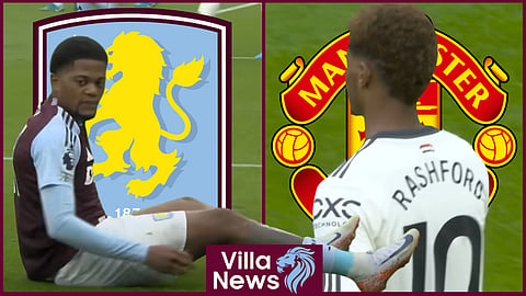 Marcus Rashford escaped a booking for Manchester United for a foul on Aston Villa ace Leon Bailey [credit: Sky Sports Premier League]