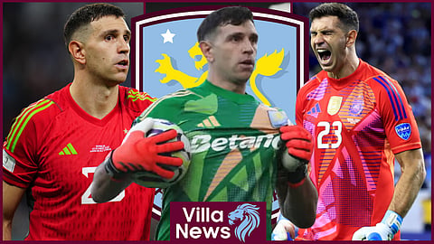Aston Villa goalkeeper Emi Martinez [credit: Imago and Aston Villa Football Club on YouTube]