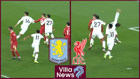 Aston Villa defender Pau Torres was not awarded a penalty against Liverpool [Credit: TNT Sports on YouTube]