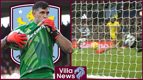 Aston Villa goalkeeper Emi Martinez made a top save v Crystal Palace [credit: Aston Villa Football Club on YouTube and BBC iPlayer]