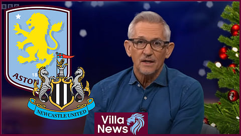 Gary Lineker reacts to Aston Villa loss v Newcastle. (Credit: MOTD)