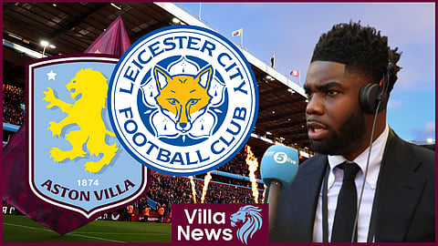 Micah Richards reacts to Aston Villa v Leicester City.
