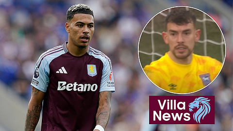 Morgan Rogers fuming with Alex Palmer after Aston Villa v Ipswich Town. Credit: Imago / Sky Sports YouTube