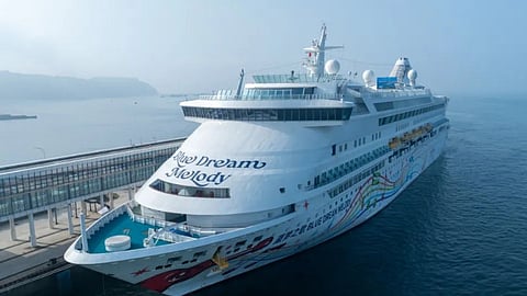 Blue Dream Melody prior to departing the newly opened Beibu Gulf International Cruise Homeport