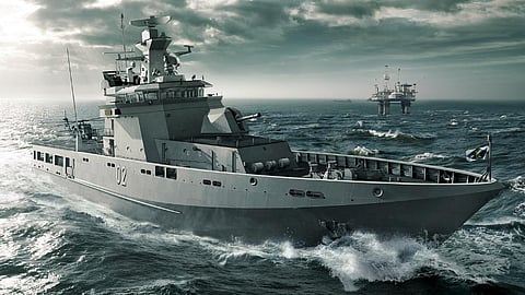 Rendering of an Arafura-class offshore patrol vessel