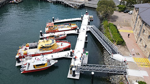 The new floating pontoon at Moores Wharf