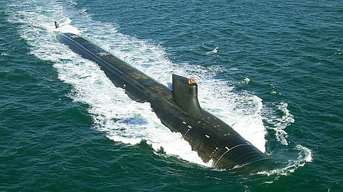 The US Navy Seawolf-class nuclear-powered attack submarine USS Jimmy Carter underway during sea trials, February 3, 2005