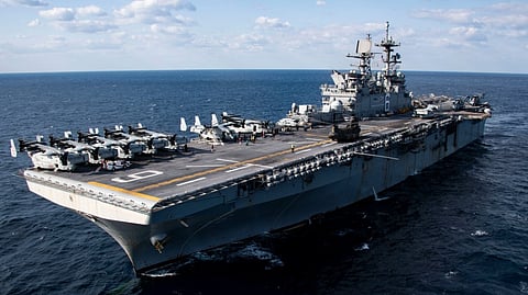 The US Navy amphibious assault ship USS America underway in the Philippine Sea, January 31, 2021