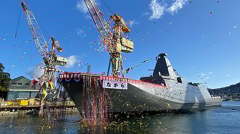 Launch of the future JS Nagara, a Mogami-class stealth frigate of the Japan Maritime Self-Defence Force