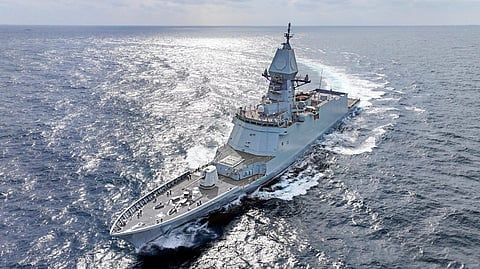 The Republic of Korea Navy frigate ROKS Chungnam during sea trials